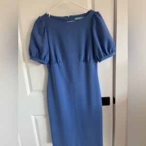 ANTONIO MELANI Blue Midi Dress with Puff Sleeves